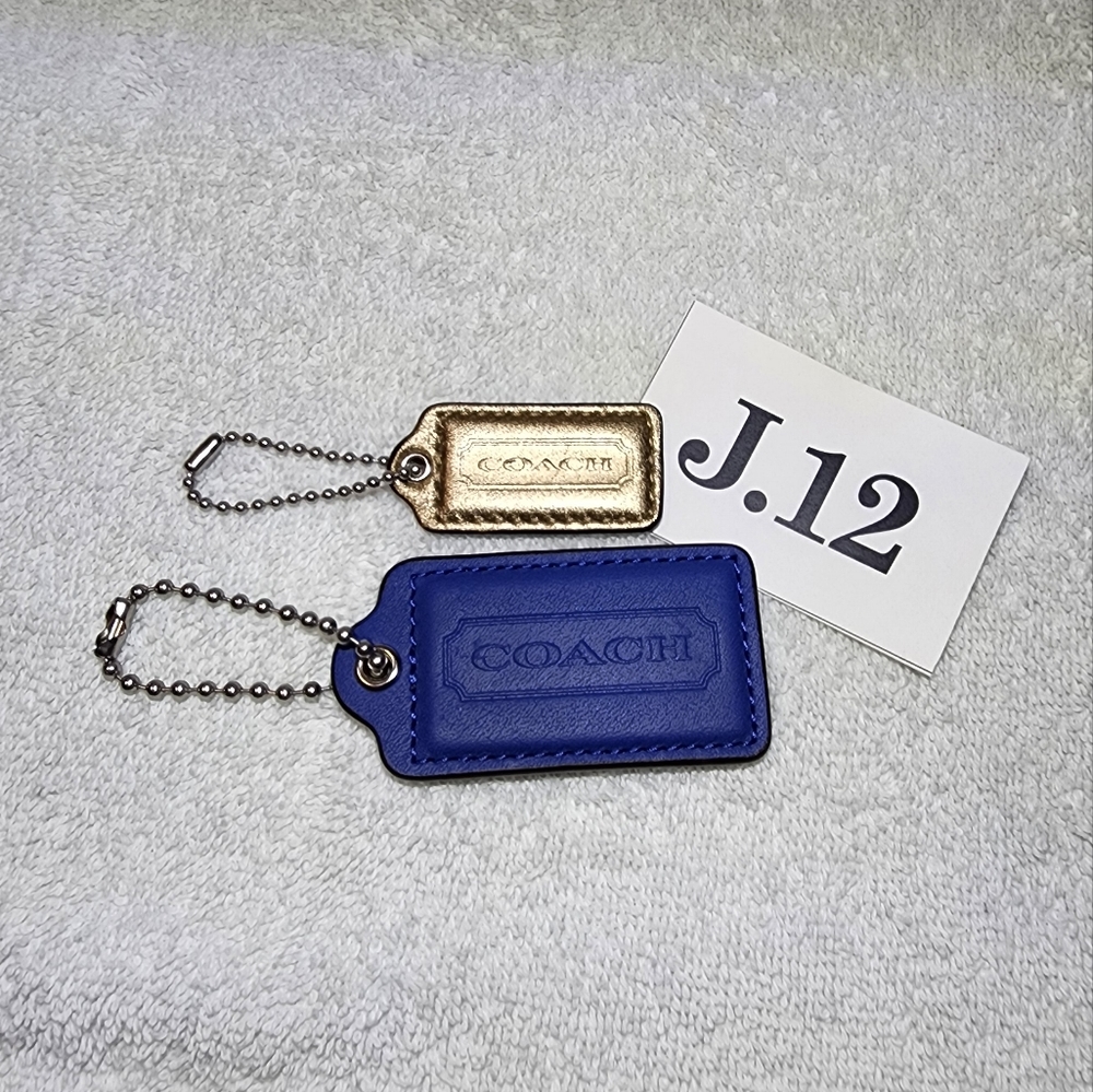 J.012- Coach leather keychains fob tag charm, set of 2